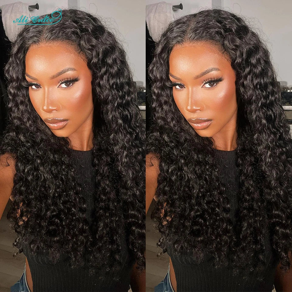 Ali Grace Hair Malaysian Deep Wave Hair Wigs Pre-Plucked 13X4 Lace Front Human Hair Wigs Natural Hairline With Baby Hair