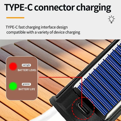 Solar Camping Light – USB-C Rechargeable, 3 Modes, Waterproof Portable Light for Hiking & Emergencies