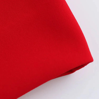 KONDALA Office Lady Chic Red Vest Blazer Suit V Neck Sashes Sleeveless Blazer High Waist Wide Leg Pants Fashion 2025 Summer Sets