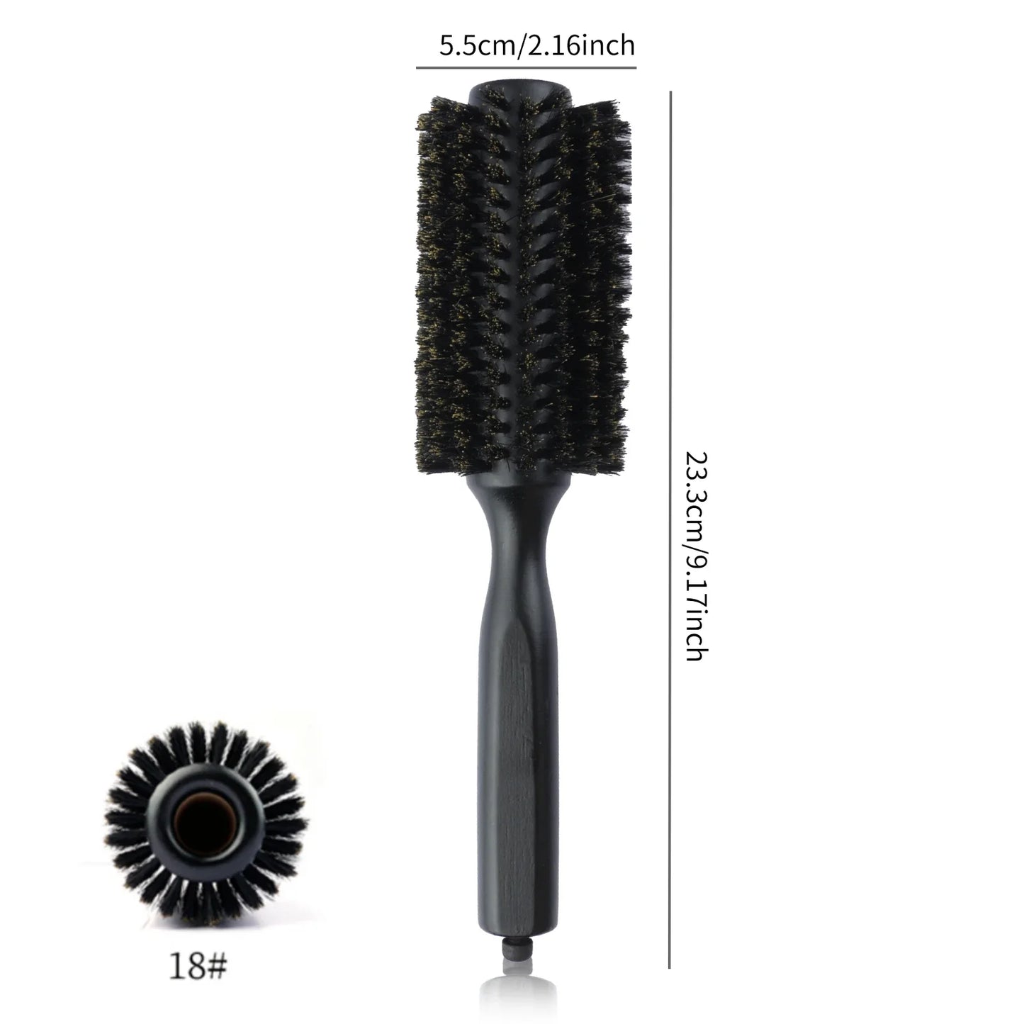 6 Sizes Boar Bristle Round Hair Brush Curly Hair Styling Comb Professional Removable Tail Barber Hairdresser Round Rolling Comb