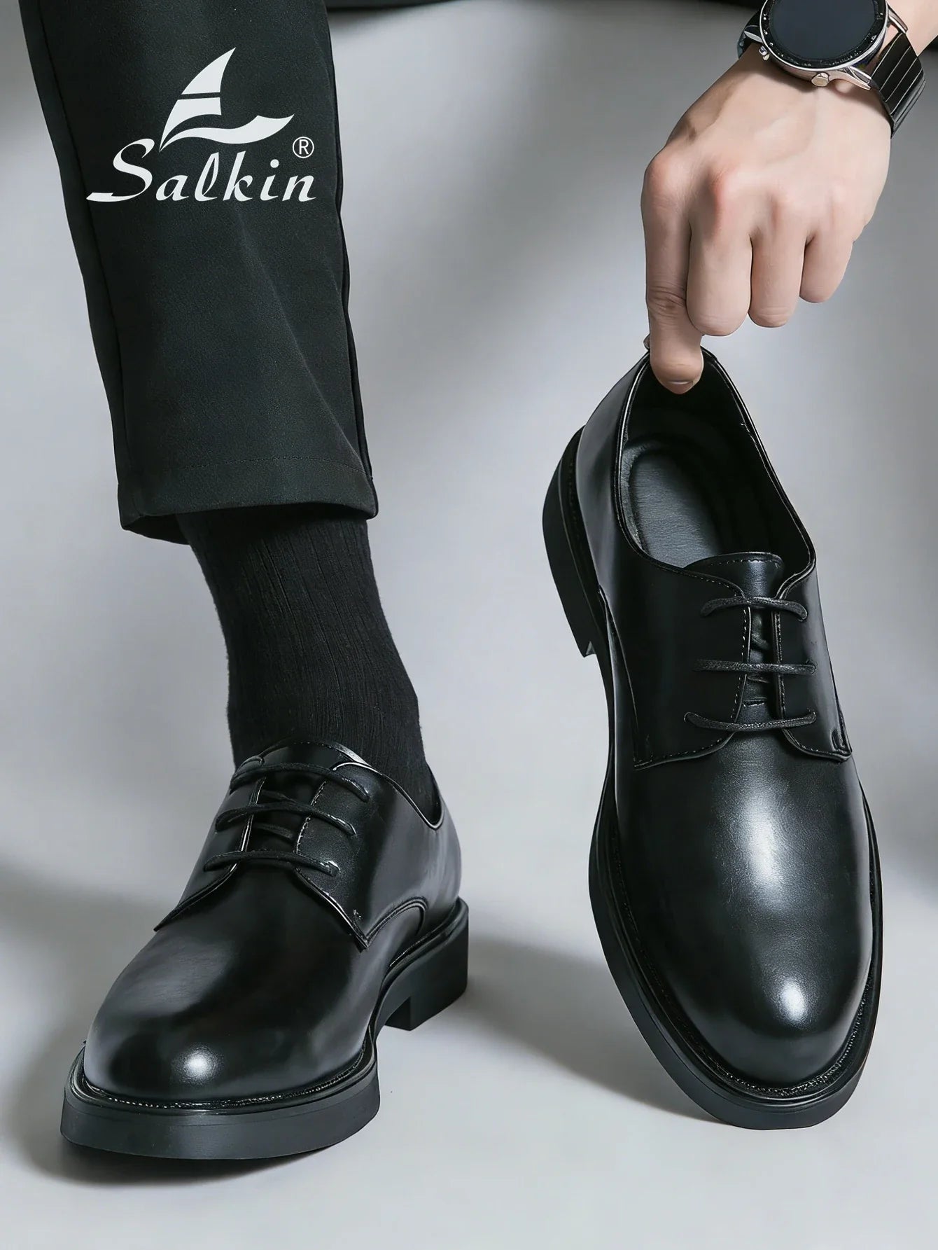 Classic Men Dress Shoes Lace Up Derby Shoes Formal Business Lesther Shoes Anti Slip Wear-resistant Office Daily Casual Shoes