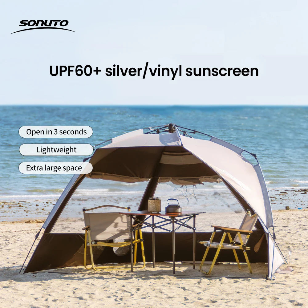 Sonuto Outdoor 3-4P One-Touch Camping Tent Quick Automatic Opening Beach Fishing Tent