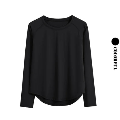 DRUR Long Sleeve Gym Top Women Breathable Quick Dry Workout T-shirt Loose Fit Running Tee Yoga Clothing Sportswear Activewear New