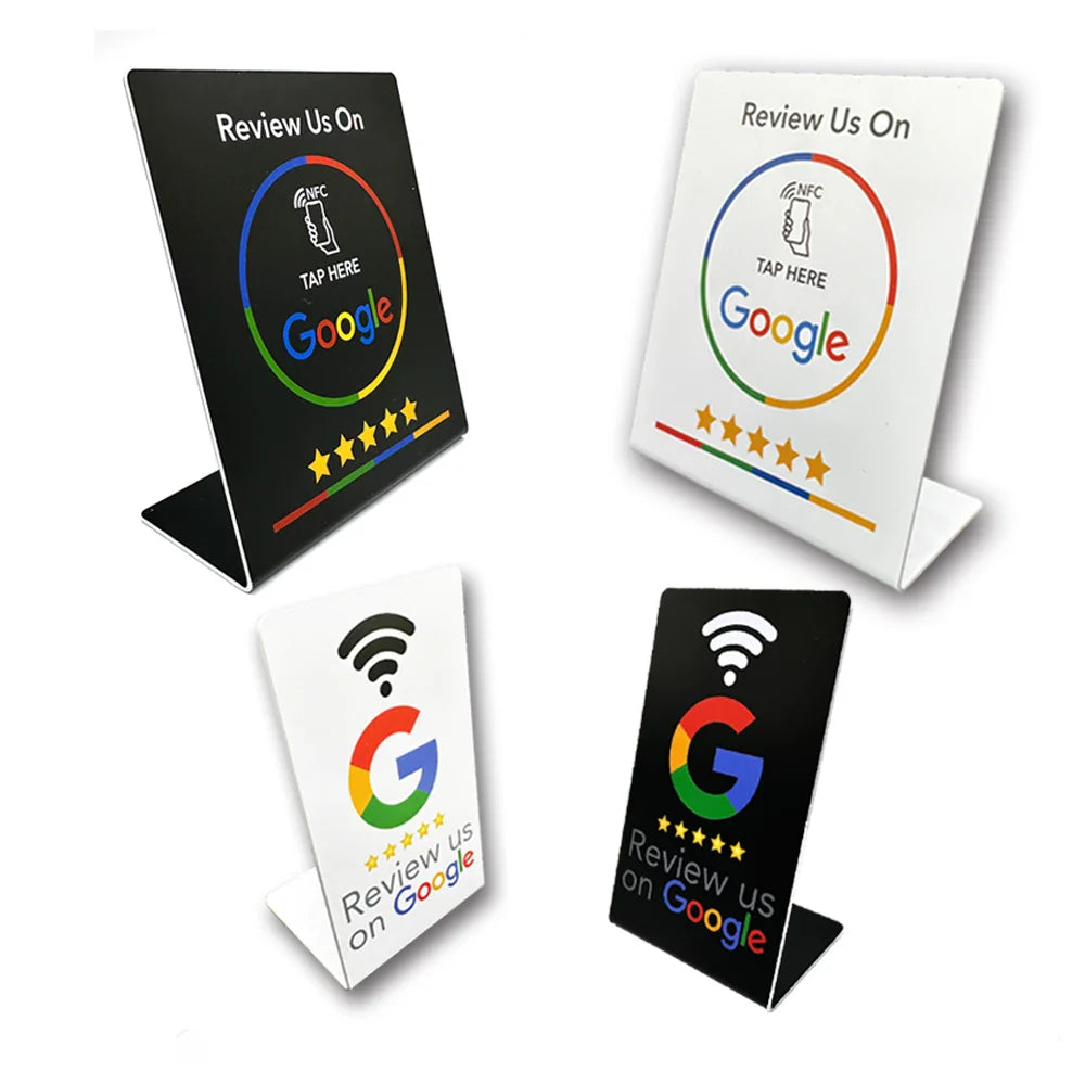 13.56Mhz programmable Google Review Card NFC station table Acrylic Stickers Waterproof NFC Stand Google Review Card