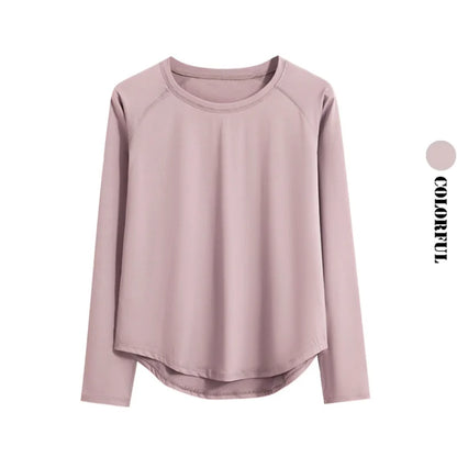 DRUR Long Sleeve Gym Top Women Breathable Quick Dry Workout T-shirt Loose Fit Running Tee Yoga Clothing Sportswear Activewear New