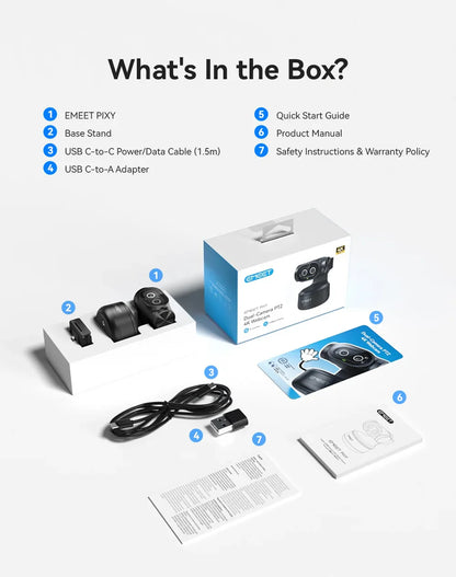 4K Webcam PTZ Web Camera EMEET PIXY Dual-Camera AI Tracking Video Camera for Streaming With SonySensor Gesture Control Autofocus