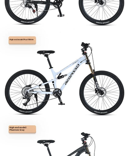 Men's Aluminum Alloy Mountain Bike – 27.5"/26" Soft Tail Full Suspension Adult MTB