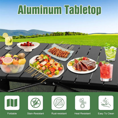 Lightweight Aluminum Folding Roll-Up Camping Table with Easy Carrying Bag for Indoor & Outdoor