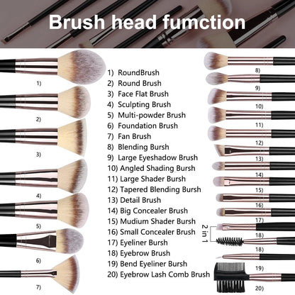 3-20PCS Makeup Brushes Set Eye Shadow Foundation Blush Highlighter Concealer Brush Female Beauty Tool Beauty Sponges Thumb Puffs