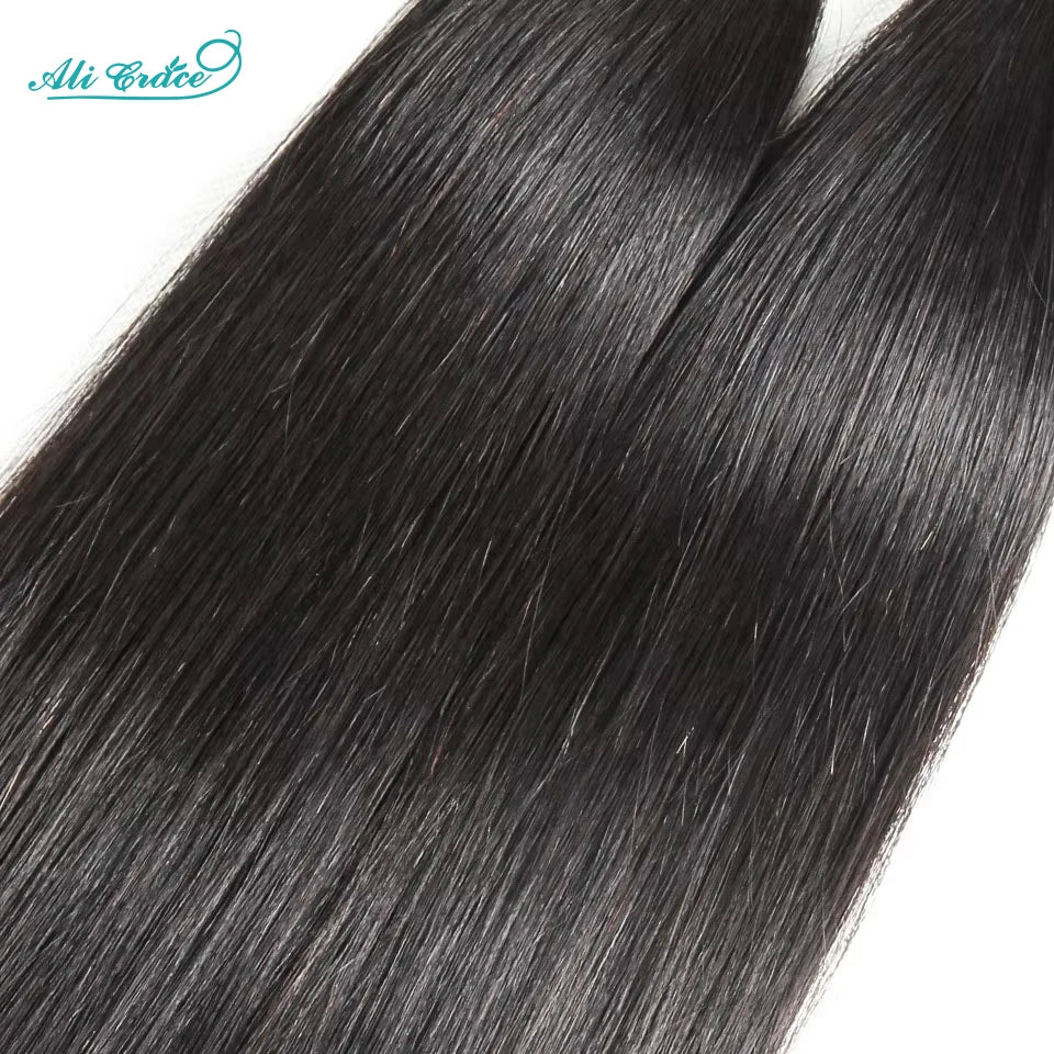ALI GRACE Indian Straight Hair 3 Pcs Human Hair Bundles Remy Hair Extention 10-28 Inches Natural Color Straight Hair 3 Bundles