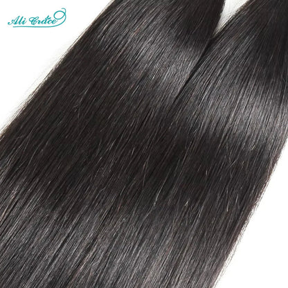 ALI GRACE Indian Straight Hair 3 Pcs Human Hair Bundles Remy Hair Extention 10-28 Inches Natural Color Straight Hair 3 Bundles