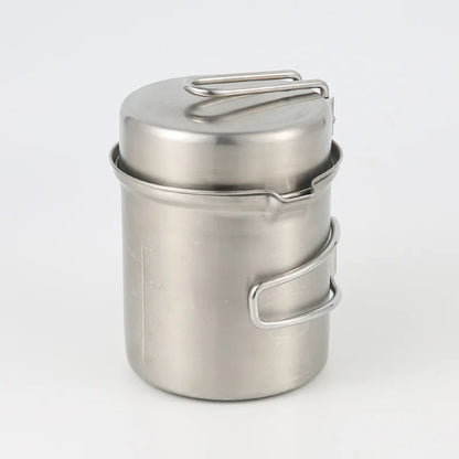 Portable Stainless Steel Wood Burning Camp Stove Set with 304 Cookware Pot for Outdoor Camping New