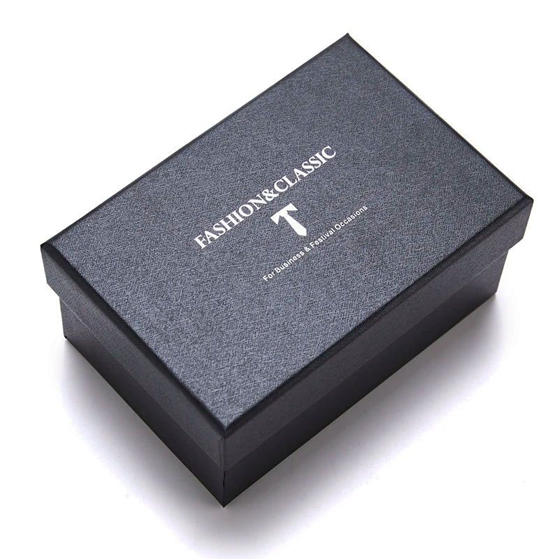 Luxury Brand 8 cm Tie Handkerchief Cufflink Clip Set For Men Wedding Gravata Suit Accessories Holiday Gift Box