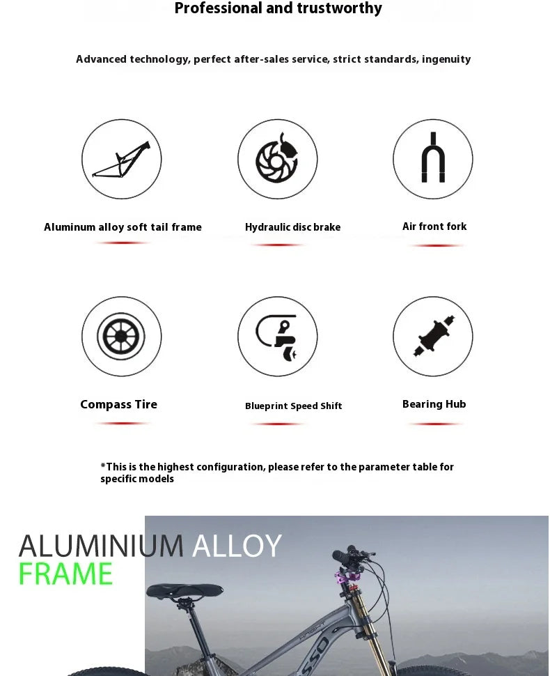 Men's Aluminum Alloy Mountain Bike – 27.5"/26" Soft Tail Full Suspension Adult MTB