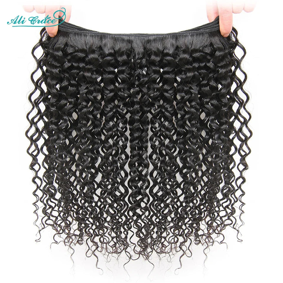 ALI GRACE Hair Brazilian Kinky Curly Hair 3 Or 4 Bundles 10-28 Inch Natural Color 100% Remy Human Hair Curly Weave Hair Bundles
