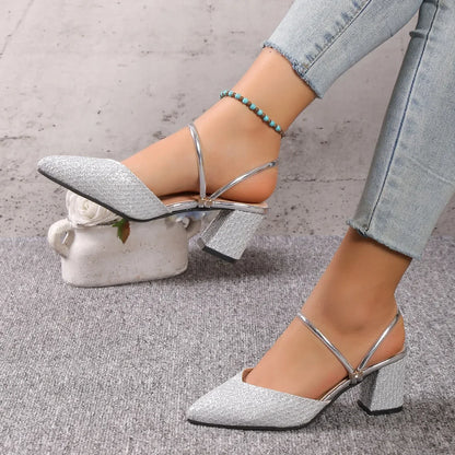 Low Heels Sandals Woman Summer Fashion High Heels Shallow Women Designer Sandals Luxury Shoes for Women Wedding Party Shoes