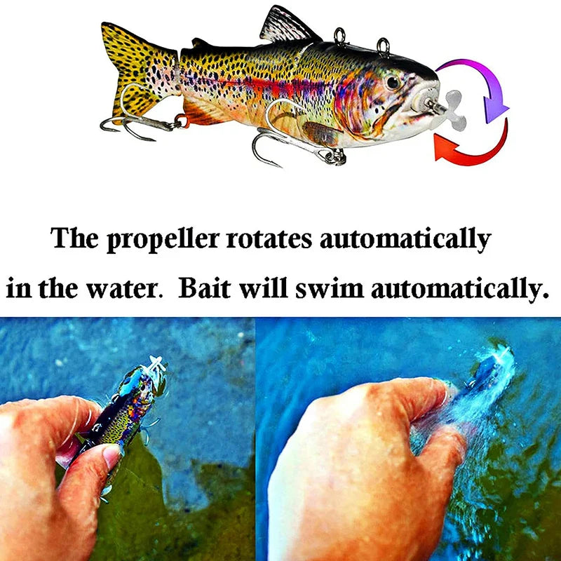 USB Rechargeable Robotic Electric Swimbait – 3.5in, Auto Swimming, Multi-Jointed, Saltwater & Freshwater