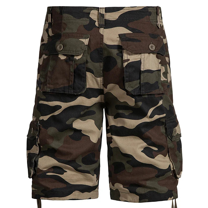 Men's Camo Cargo Shorts – Breathable Cotton Outdoor Sports Half Pants with Side Pockets