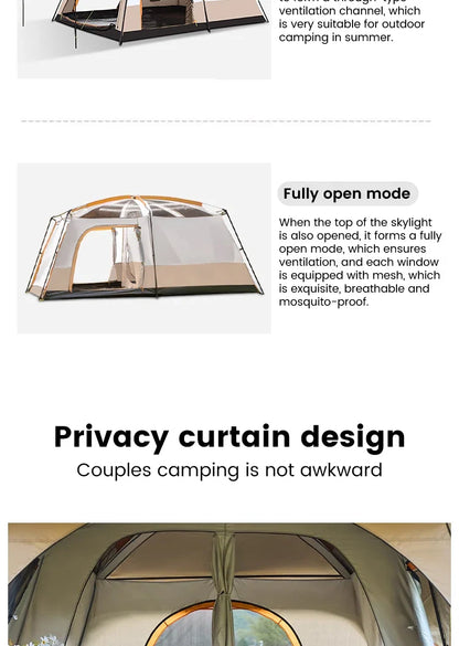 4-Season Camping Tent – 3-12 Person Waterproof Double Layer 2-Room Family Tent