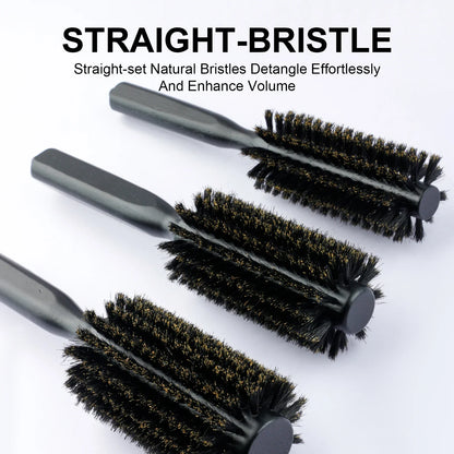 6 Sizes Boar Bristle Round Hair Brush Curly Hair Styling Comb Professional Removable Tail Barber Hairdresser Round Rolling Comb
