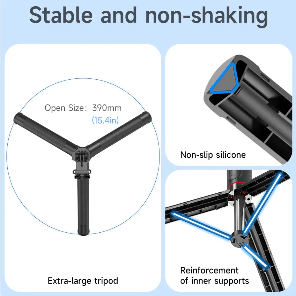 BSLIUFANG new 1.7M Wireless Selfie Stick for Smartphone with Bluetooth Remote, Portables Foldable Stand for Vlog Shooting Record