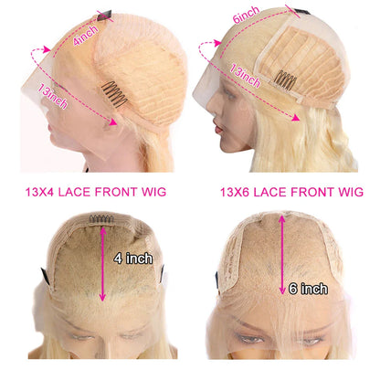 6 x 13 Blonde Lace Front Wig Human Hair | HD Transparent 13x6 Body Wave Wig