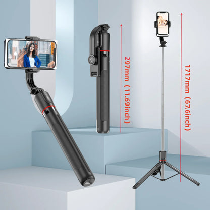 BSLIUFANG new 1.7M Wireless Selfie Stick for Smartphone with Bluetooth Remote, Portables Foldable Stand for Vlog Shooting Record
