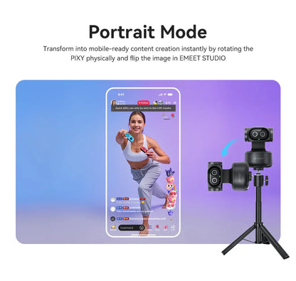 4K Webcam PTZ Web Camera EMEET PIXY Dual-Camera AI Tracking Video Camera for Streaming With SonySensor Gesture Control Autofocus