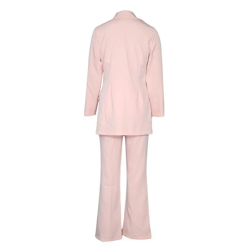 Hot Selling Professional Suit Set Solid Color Healthy Fabric 2024 Spring and Autumn New Women's Fit Suit Two-piece Set