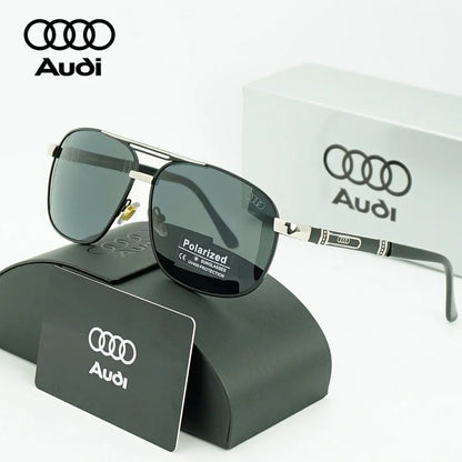 AUDI Luxury Red Gold Polarized Sunglasses Men Designer Driving Sun Glasses Male Pilot Goggles UV400 Eyewear