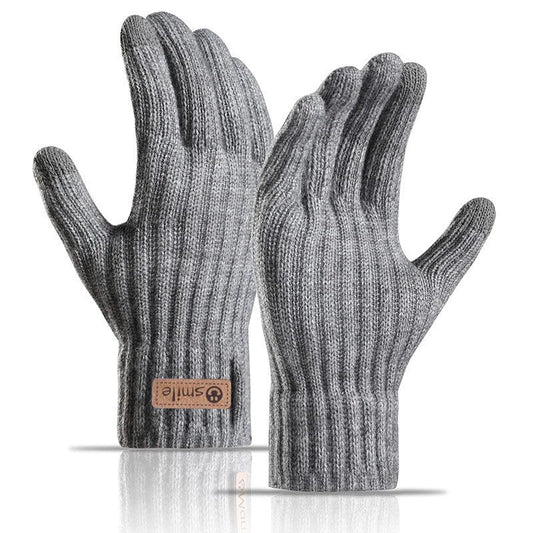 2024 new men's warm gloves winter touch screen plus fleece gloves cold warm wool knitted gloves