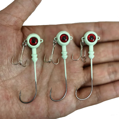 Luminous Jig Head Lure with Barbed Hooks – High-Carbon Steel, 20pcs, 5.5g–10g