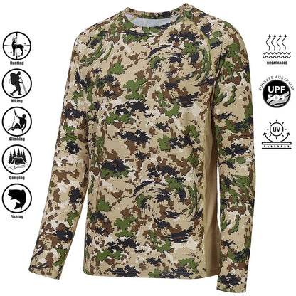 Men's Camouflage Long Sleeve Fishing Shirt – Casual Outdoor Sportswear