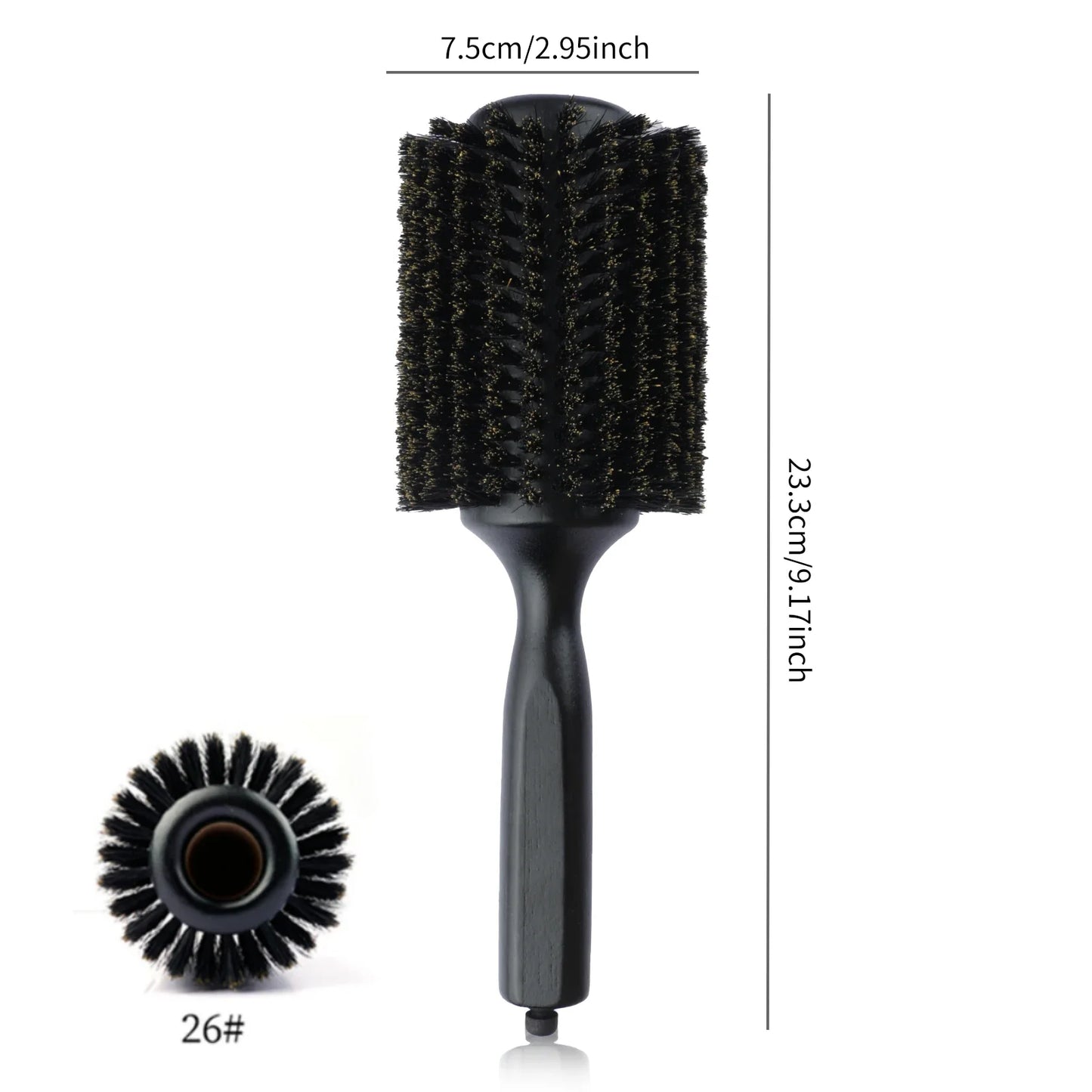 6 Sizes Boar Bristle Round Hair Brush Curly Hair Styling Comb Professional Removable Tail Barber Hairdresser Round Rolling Comb