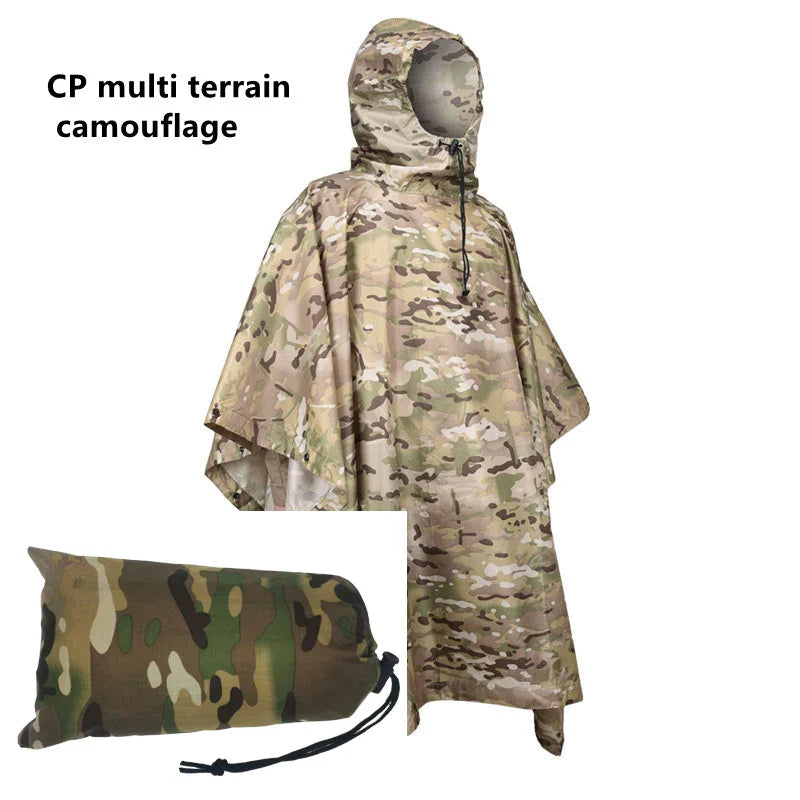 Camouflage Waterproof Raincoat Poncho – Multifunctional Hunting & Camping Rain Cover