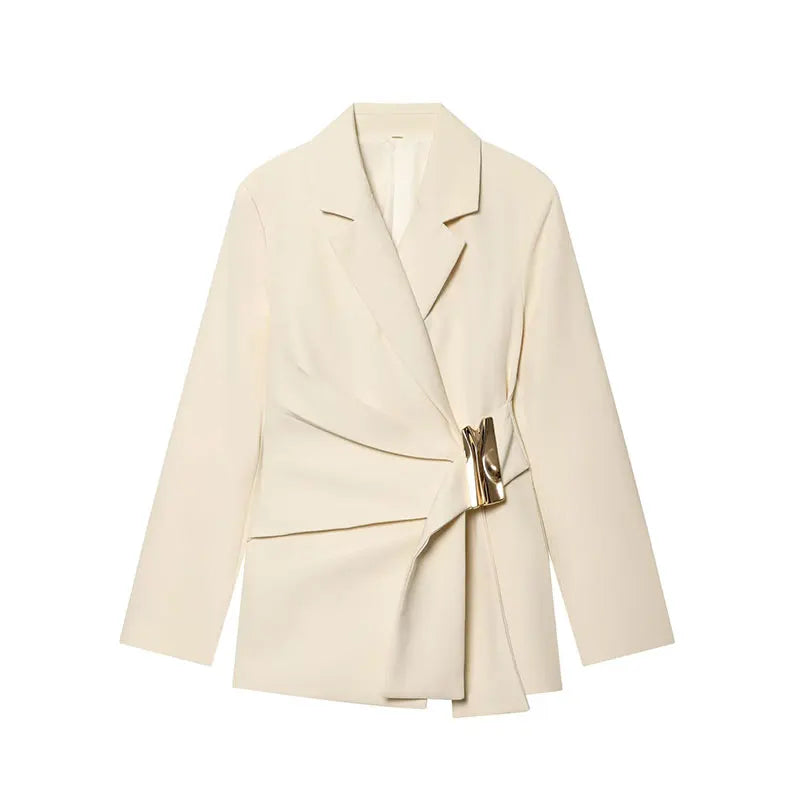 NLZGMSJ 2026 Spring Office Lady Chic Women Blazer Suit Solid Long Sleeve Blazer Long Zipper Pants Fashion Suit