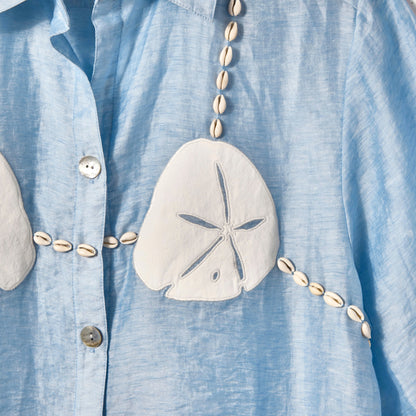 'Sand Dollar Stimulus' ~ Relaxed Crop Cut (Blue)