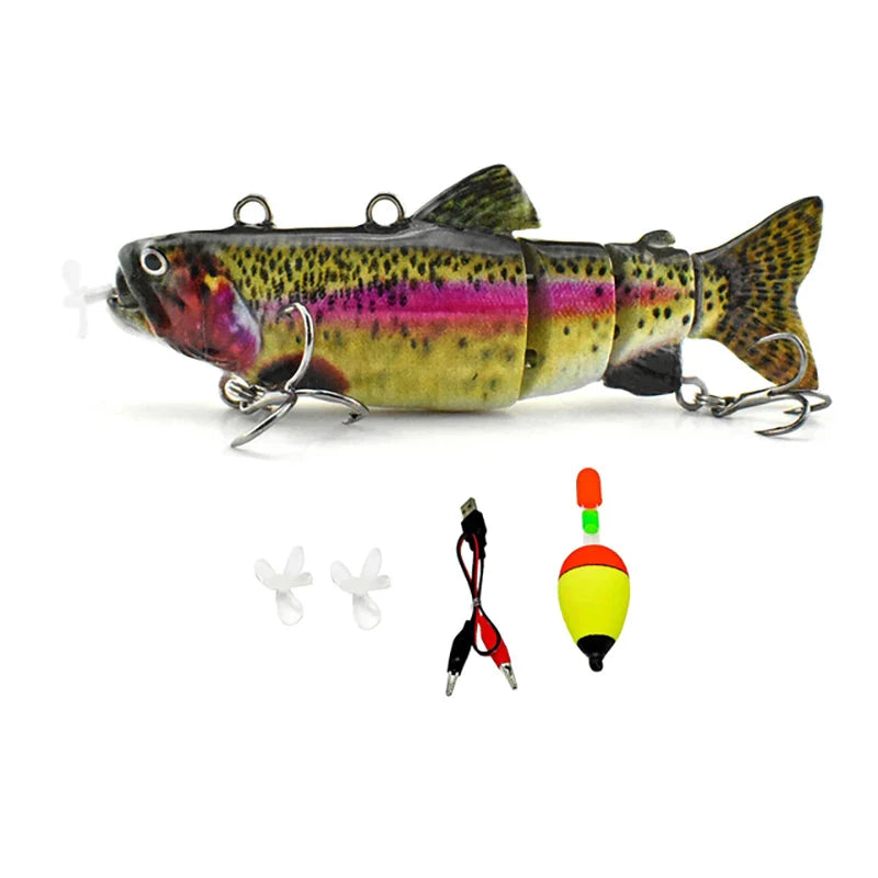 USB Rechargeable Robotic Electric Swimbait – 3.5in, Auto Swimming, Multi-Jointed, Saltwater & Freshwater