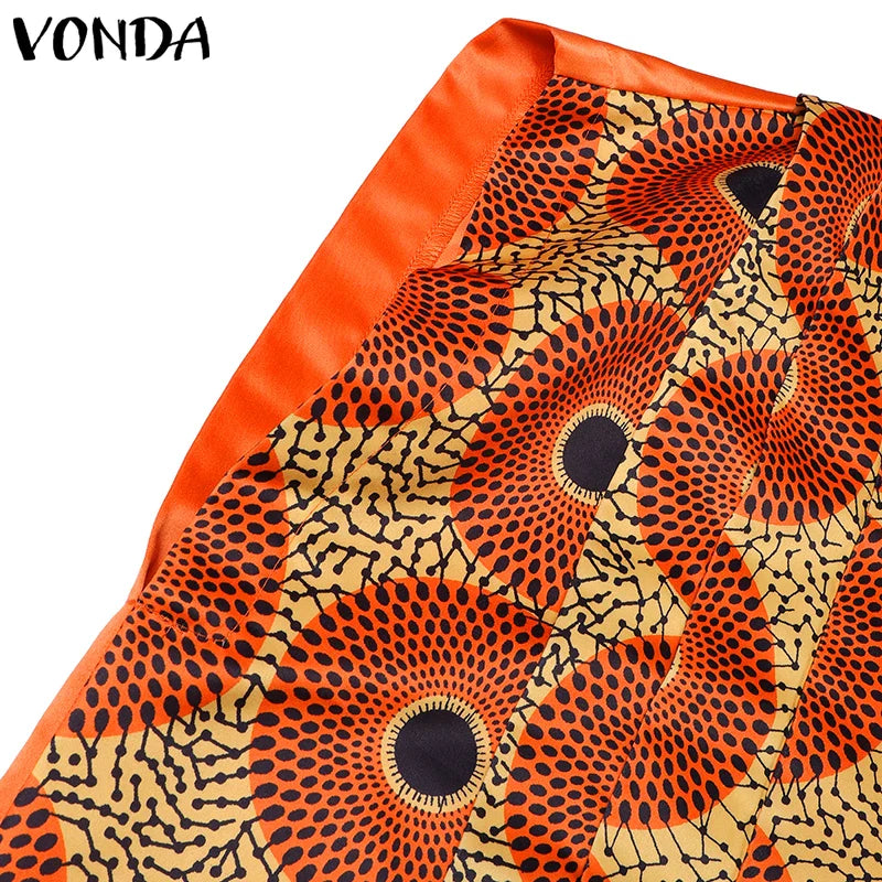 Plus Size 5XL VONDA Printed Women Maxi Long Dress 2025 Summer Sundress Bohemian Party Vestidos Casual Loose Robe Femme