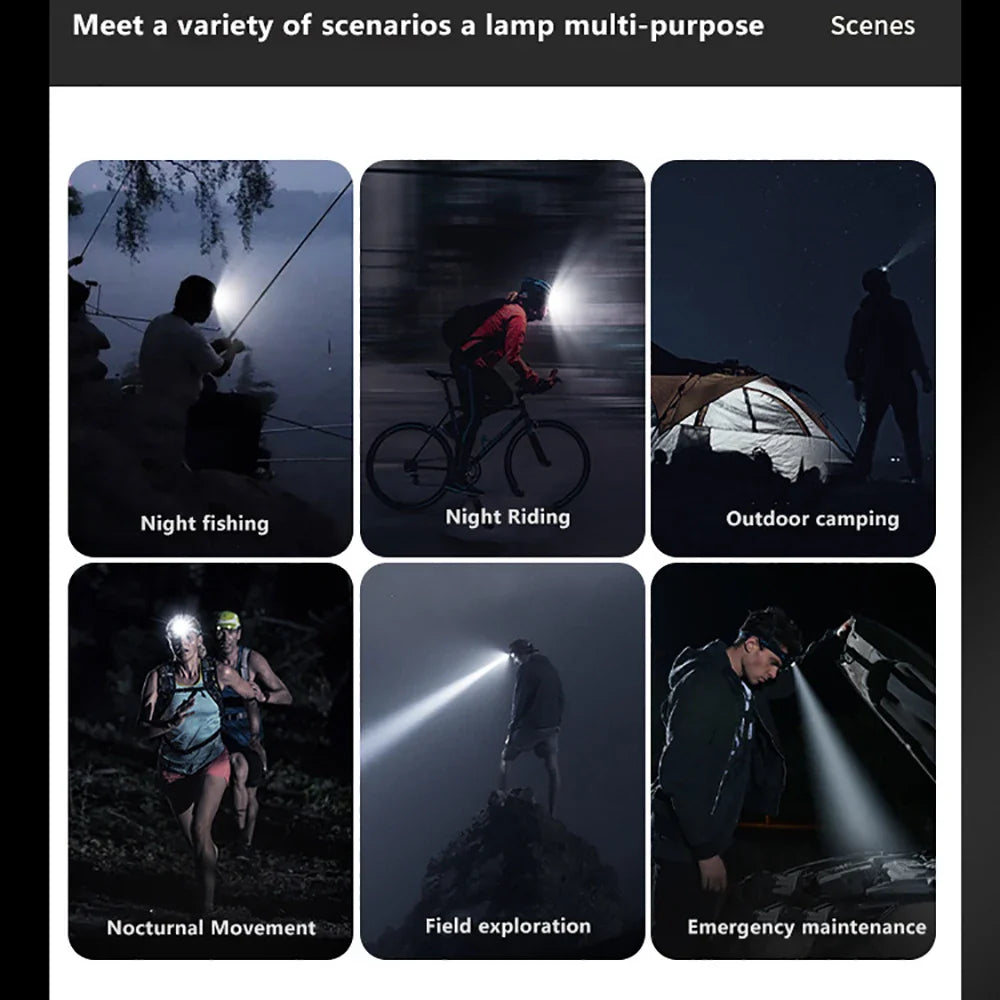 300000000LM Upgrade 4*White laser Headlamp Fishing Headlight 18650 Battery Flashlight USB Rechargeable Head Lights Torch Lantern