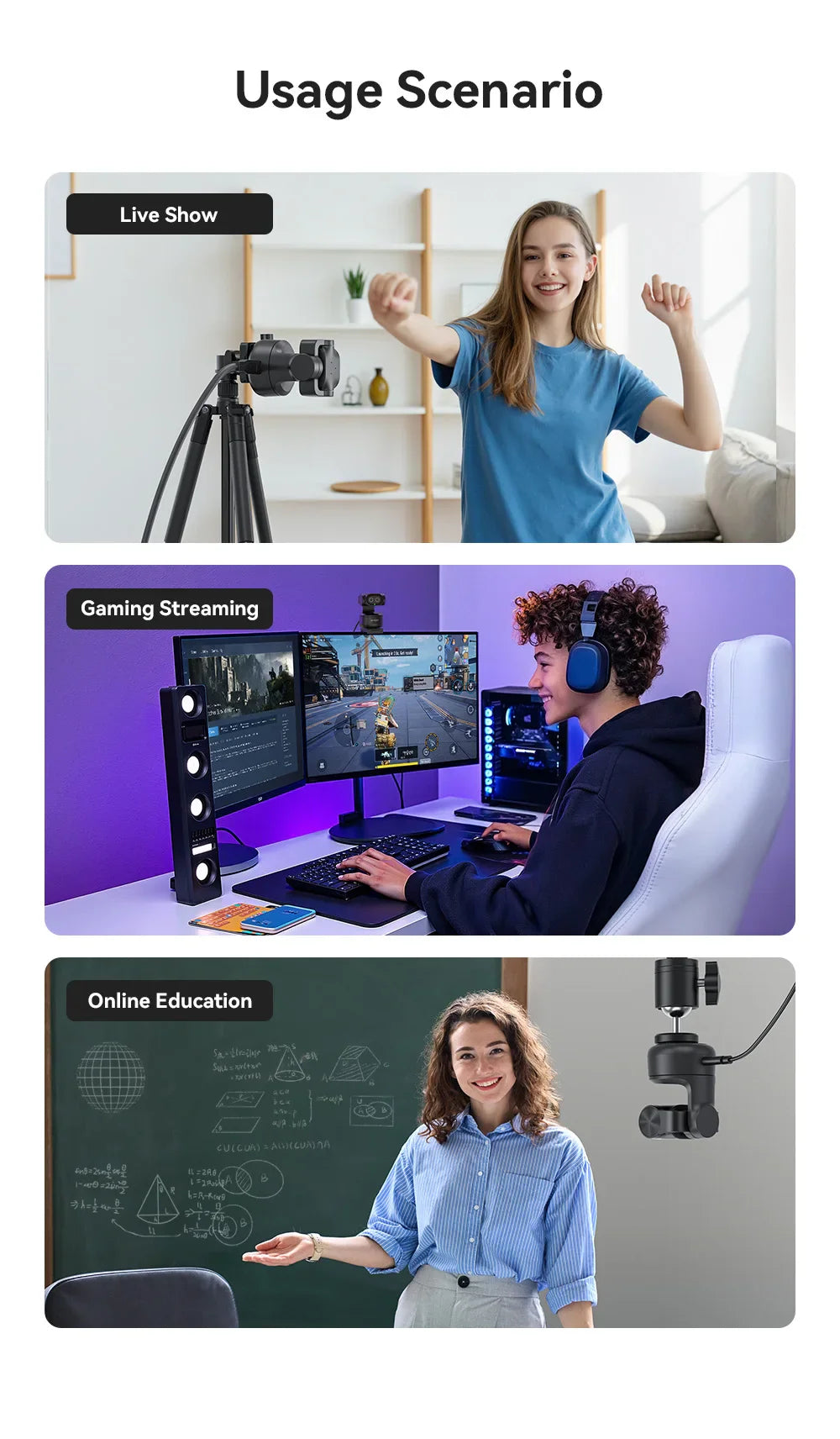 4K Webcam PTZ Web Camera EMEET PIXY Dual-Camera AI Tracking Video Camera for Streaming With SonySensor Gesture Control Autofocus