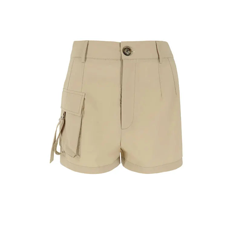 Women Sexy Bodycon Cargo Shorts Summer New Streetwear Fashion Button Pockets Zipper Pants Casual Slim Female Versatile Clothing