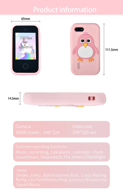 32GB Kids Smart Phone 2.8'' IPS Mini Toy Phone Music Player  28 Games Alarm Clock Flashlight Dual Camera Educational Funny Toys