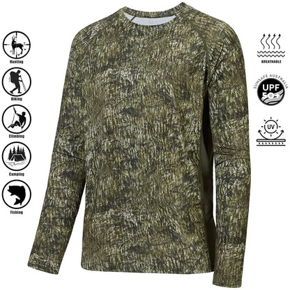 Men's Camouflage Long Sleeve Fishing Shirt – Casual Outdoor Sportswear