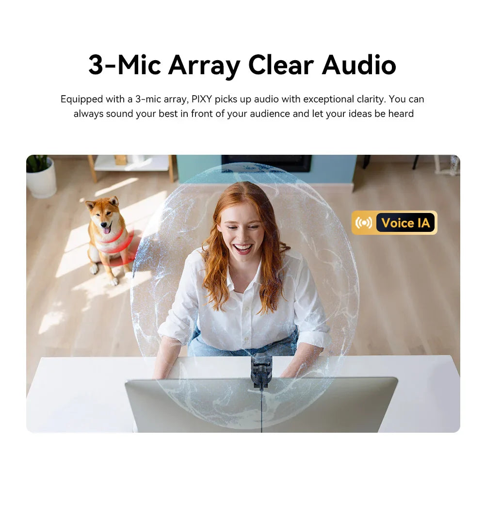 4K Webcam PTZ Web Camera EMEET PIXY Dual-Camera AI Tracking Video Camera for Streaming With SonySensor Gesture Control Autofocus