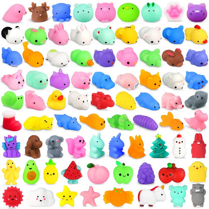 50PCS Mini Mochi Squishies Kawaii Cartoon Squishy Toys for Kids Stress Ball Squeeze Party Favors Stress Relief Toys for Birthday