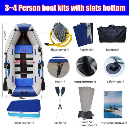 Inflatable Kayak Fishing Boat with Slats Bottom – PVC, 1–6 Persons (1.75–3.3m)