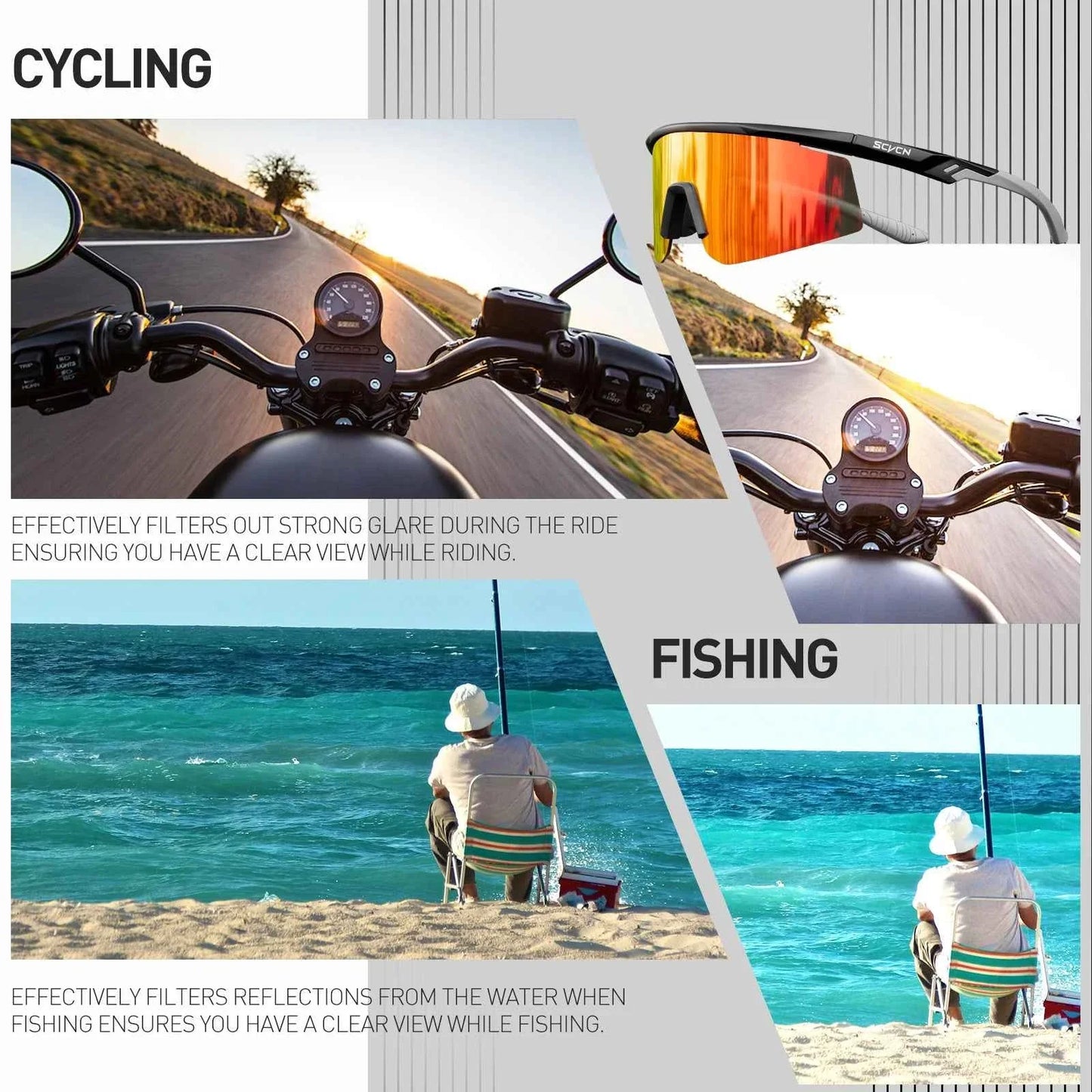 Scvcn New Cycling Glasses MTB Riding Skating Sunglasses Bike UV400 Polarized Fishing Goggles Man Woman Bicycle Eyewear 2026