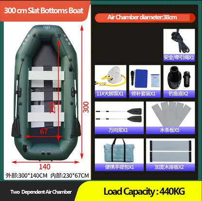 Inflatable Fishing Kayak with Air Deck & Clip Net – PVC, 1.75–3.6m