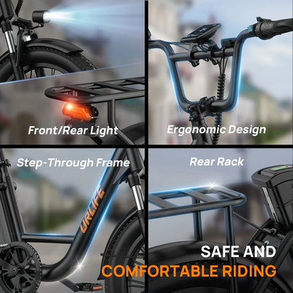 1000W Electric Bike – 48V 13Ah Removable Battery, 20″×3" Fat Tire, 7-Speed, Dual Disc Brakes